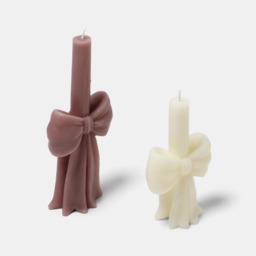 OHS 2 Pack Bow Candle - Cream/Natural - thumbnail 3
