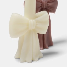 OHS 2 Pack Bow Candle - Cream/Natural - thumbnail 5