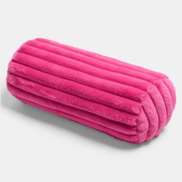 OHS Faux Fur Ribbed Bolster Pillow - Hot Pink - thumbnail 4
