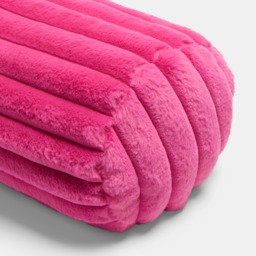 OHS Faux Fur Ribbed Bolster Pillow - Hot Pink - thumbnail 5