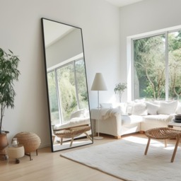 OHS Rectangular Full Length Free Standing Mirror - Black - thumbnail 2