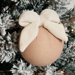 OHS 4 Pack Bauble with Bow - Cream/Natural - thumbnail 2