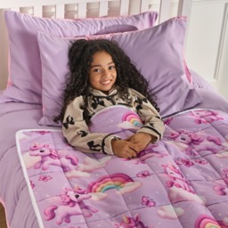 OHS Kids Unicorn Print Weighted Blanket, Lilac - 3kg - thumbnail 2
