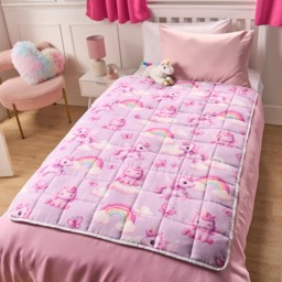 OHS Kids Unicorn Print Weighted Blanket, Lilac - 3kg - thumbnail 4