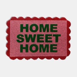 OHS Scallop Edge Home Sweet Home Printed Coir Mat -  Pink/Red - thumbnail 3