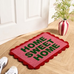 OHS Scallop Edge Home Sweet Home Printed Coir Mat -  Pink/Red