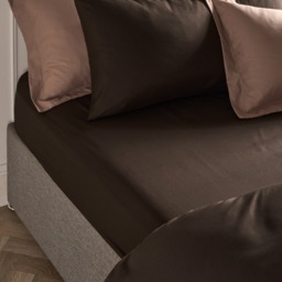 OHS Plain Dyed Deep Fitted Sheet, Coffee - Super King