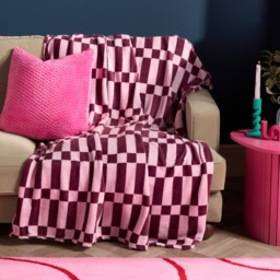 OHS Check Print Ultra Soft Throw - Pink/Burgundy