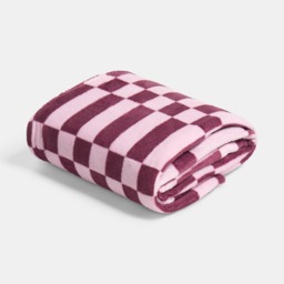 OHS Check Print Ultra Soft Throw - Pink/Burgundy - thumbnail 3