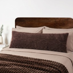 OHS Cable Knit Bolster Pillow - Coffee - thumbnail 1
