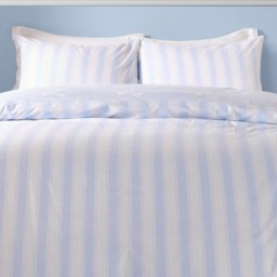OHS Bows & Stripe Reversible Duvet Cover Set, Blue/White - Single - thumbnail 4