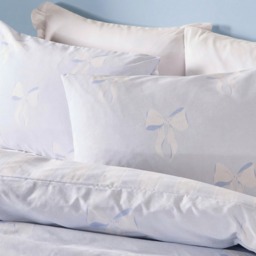 OHS Bows & Stripe Reversible Duvet Cover Set, Blue/White - Single - thumbnail 2