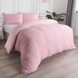 OHS Geometric Seersucker Duvet Set, Blush - King - thumbnail 2