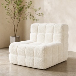 OHS Boucle Square Lazy Chair - Cream