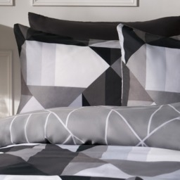 OHS Mason Retro Geometric Reversible Duvet Cover Set, Monochrome - Double - thumbnail 4