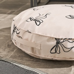 OHS Indoor/Outdoor Round Bows Print Filled Cushion - Monochrome - thumbnail 2