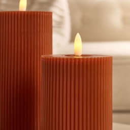 OHS LED Ribbed Candle, Rust - 3 Pack - thumbnail 3