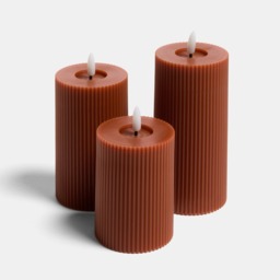 OHS LED Ribbed Candle, Rust - 3 Pack - thumbnail 5