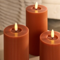 OHS LED Ribbed Candle, Rust - 3 Pack - thumbnail 2