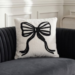 OHS Tufted Bow Cushion - Monochrome - thumbnail 1