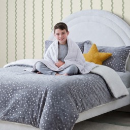 OHS Kids Star Teddy Fleece Weighted Blanket, Silver Grey - 3kg