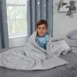 OHS Kids Star Teddy Fleece Weighted Blanket, Silver Grey - 3kg - thumbnail 1