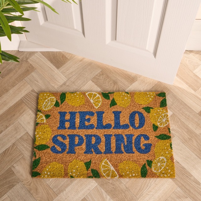 OHS Lemon Print Coir Mat - Natural/Lemon - image 1