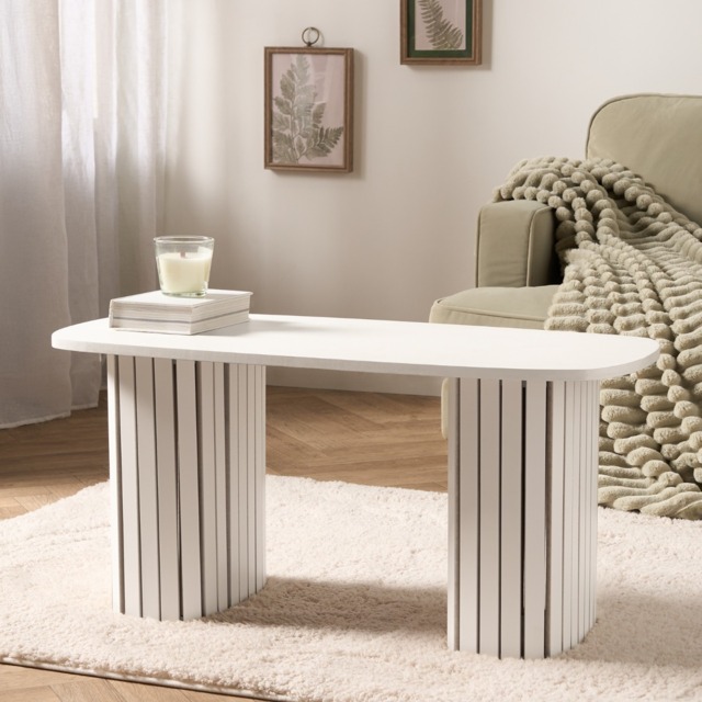 OHS Madison Ribbed Coffee Table - Cream - image 1