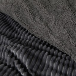 OHS Ribbed Fleece Duvet Cover Set, Charcoal - Double - thumbnail 5