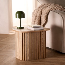 OHS Madison Ribbed Side Table - Light Wood