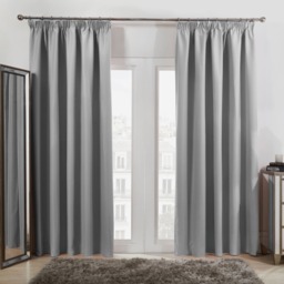 "OHS Pencil Pleat Thermal Blackout Curtains - Silver, 90"" x 90"""