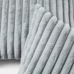OHS Faux Fur Thick Ribbed Cushion Covers - Grey - thumbnail 3
