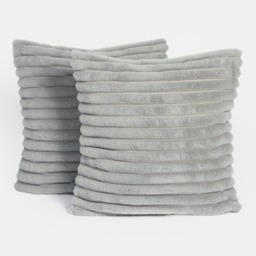 OHS Faux Fur Thick Ribbed Cushion Covers - Grey - thumbnail 4