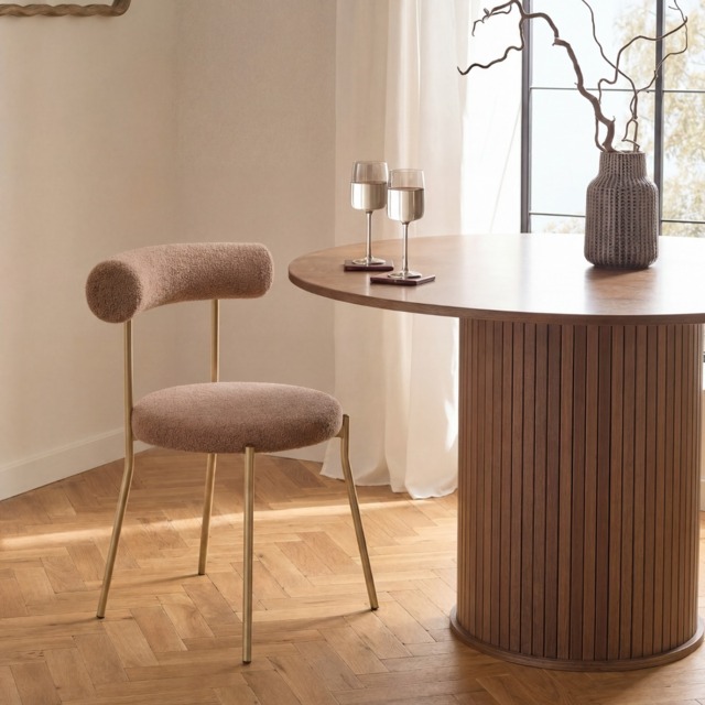 OHS Boucle Dining Chair - Mink/Gold - image 1