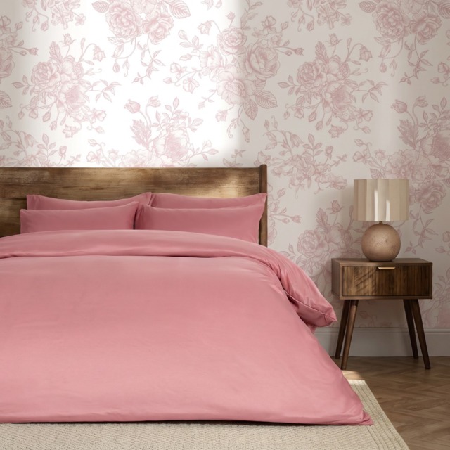 OHS Plain Duvet Cover Set, Dusky Pink - Double - image 1