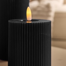 OHS LED Ribbed Candle, Black - 3 Pack - thumbnail 3