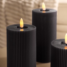 OHS LED Ribbed Candle, Black - 3 Pack - thumbnail 2