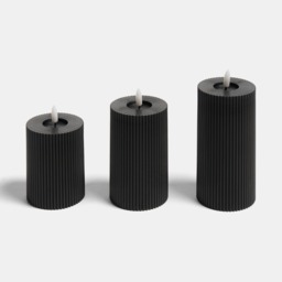 OHS LED Ribbed Candle, Black - 3 Pack - thumbnail 4