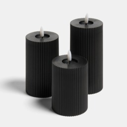 OHS LED Ribbed Candle, Black - 3 Pack - thumbnail 5