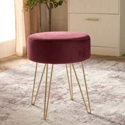 OHS Matte Velvet Hairpin Stool - Dark Berry