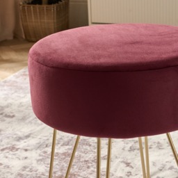 OHS Matte Velvet Hairpin Stool - Dark Berry - thumbnail 2