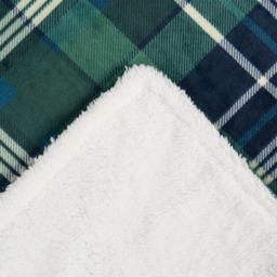 OHS Hudson Flannel Check Fleece Throw - Navy/Green - thumbnail 5
