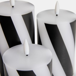 OHS 3 Pack Candy Stripe Print LED Candles - Monochrome - thumbnail 5