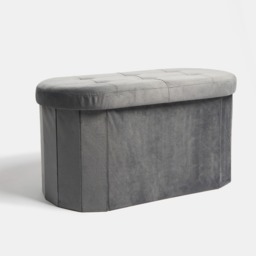 OHS Matte Velvet Foldable Lozenge Storage Ottoman - Charcoal - thumbnail 4
