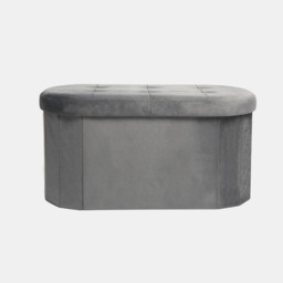 OHS Matte Velvet Foldable Lozenge Storage Ottoman - Charcoal - thumbnail 5