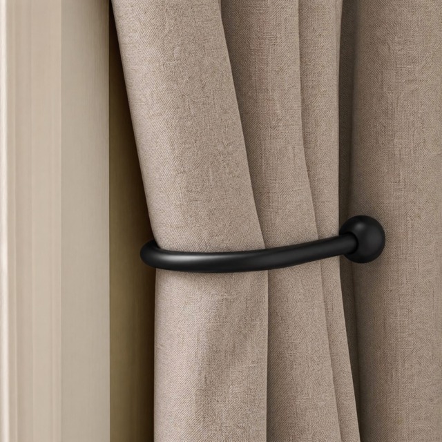 OHS 2 Pack Curtain Rod Tie Backs - Black - image 1