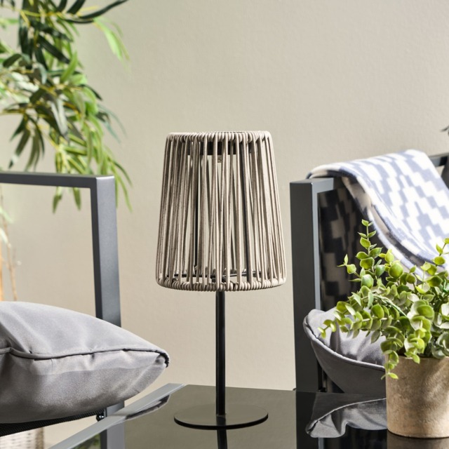 OHS Solar Rattan Table Lamp - Grey - image 1