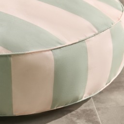 OHS Indoor/Outdoor Stripe Print Round Filled Cushion - Sage/Cream - thumbnail 2