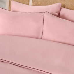 OHS Piped Edge Duvet Cover Set, Blush/Burgundy - Double - thumbnail 2