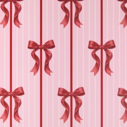 OHS 4 Pack Bow Print Place Mat and Coaster Set - Pink - thumbnail 3